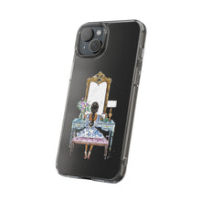 French Vanity Clear Impact-Resistant Phone Case - (Dark Hair/Brown Skin)