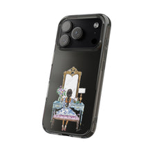 French Vanity Clear Impact-Resistant Phone Case - (Dark Hair/Brown Skin)