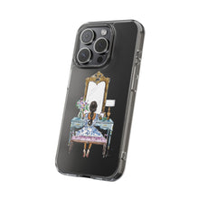 French Vanity Clear Impact-Resistant Phone Case - (Dark Hair/Brown Skin)