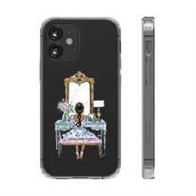 French Vanity Clear Impact-Resistant Phone Case - (Dark Hair/Brown Skin)