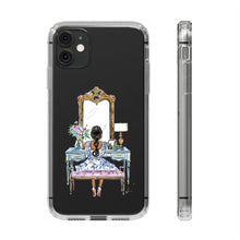 French Vanity Clear Impact-Resistant Phone Case - (Dark Hair/Brown Skin)