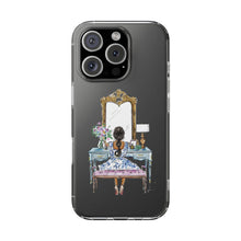 French Vanity Clear Impact-Resistant Phone Case - (Dark Hair/Brown Skin)
