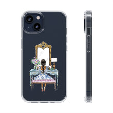 French Vanity Clear Impact-Resistant Phone Case - (Dark Hair/Brown Skin)