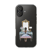 French Vanity Clear Impact-Resistant Phone Case - (Dark Hair/Brown Skin)