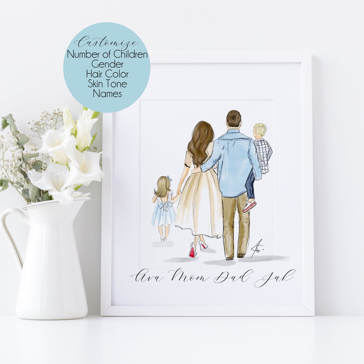 Customizable Family Art Print – Melsy's Illustrations