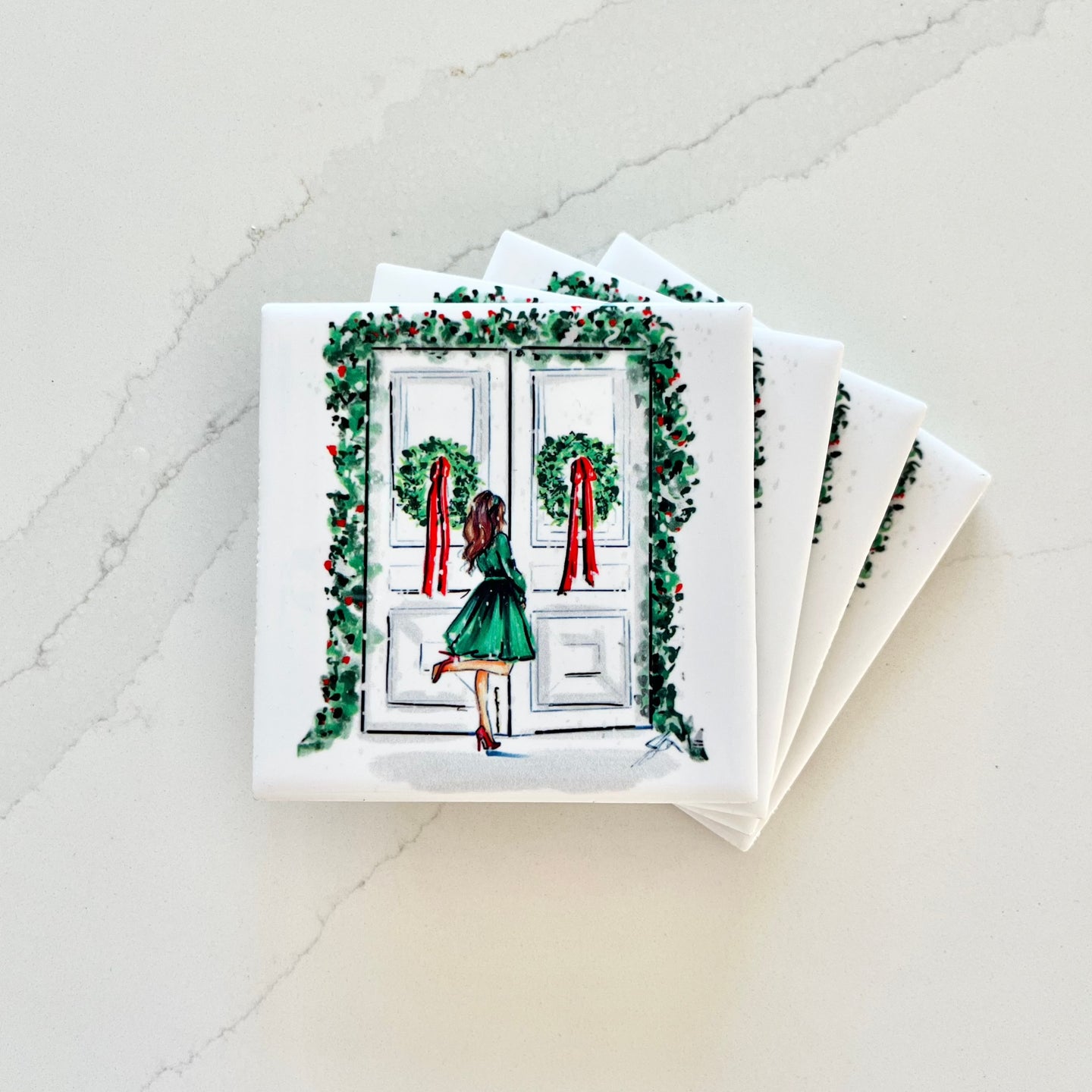 Winter Door Brunette Coaster