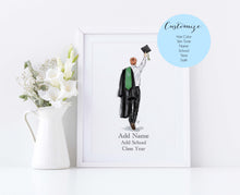 The Cap and Gown - Personalized Graduation Art Print