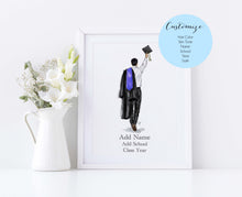 The Cap and Gown - Personalized Graduation Art Print