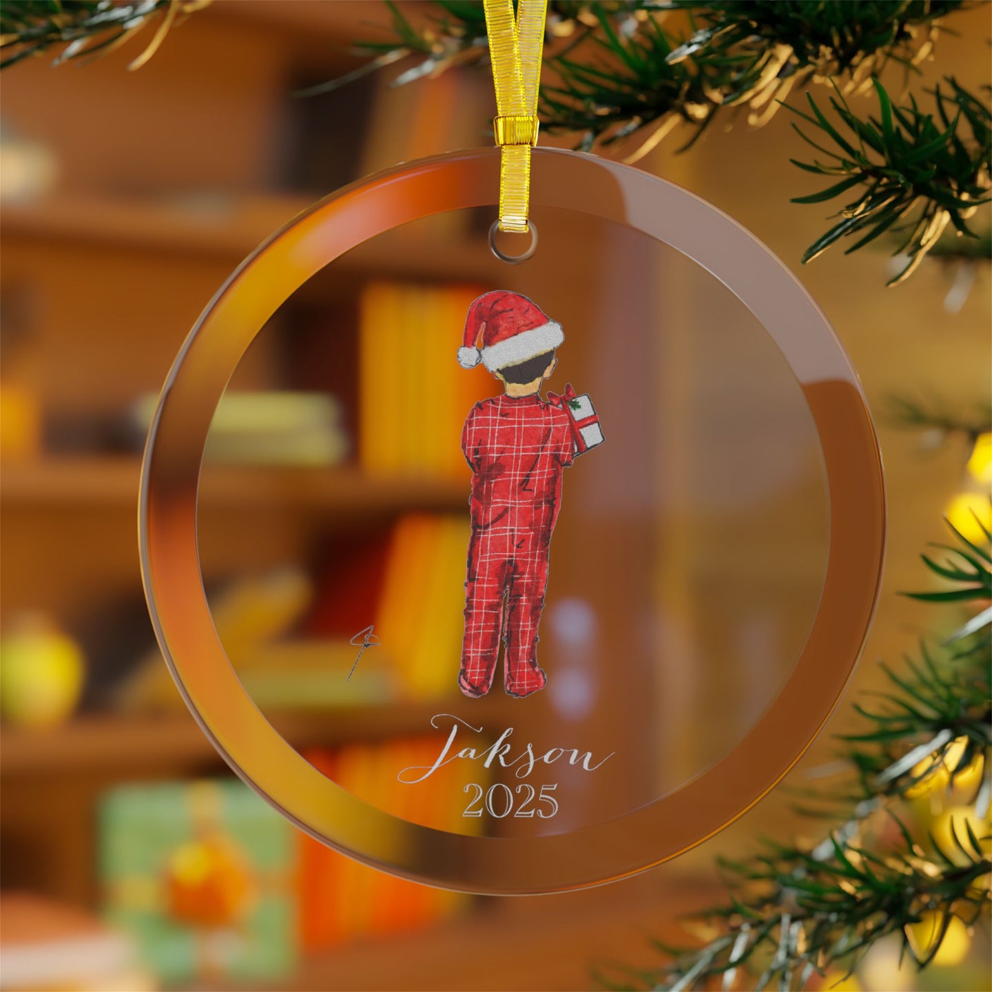 (Personalized) My Little Gift (Boy) Glass Ornament