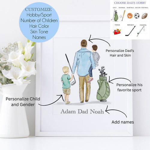 Customizable Father's Day Portrait (Customize Sport and Family)