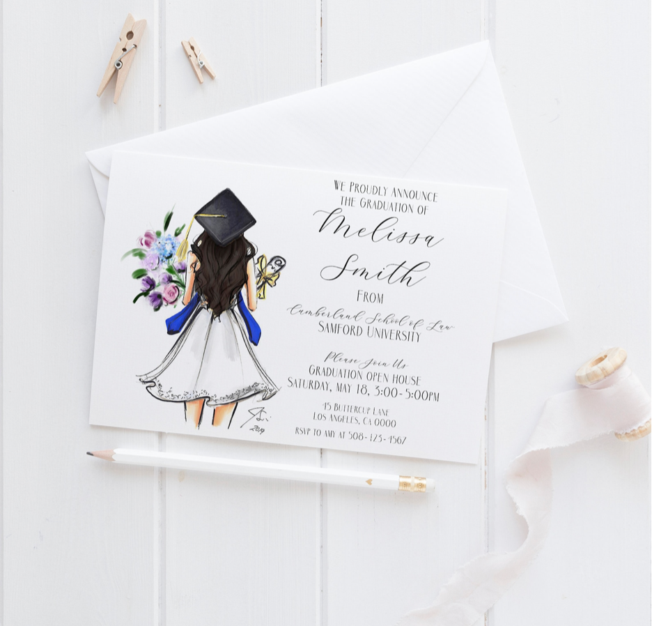Custom Cap Graduation Invites (Physical Copy or Digital Download) Melsy's Illustrations Custom Cap Graduation Invites (Physical Copy or Digital Download) Melsy's Illustrations