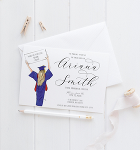 custom grad cards Custom Graduation Invites (Physical Copy or Digital Download) – Melsy's Illustrations