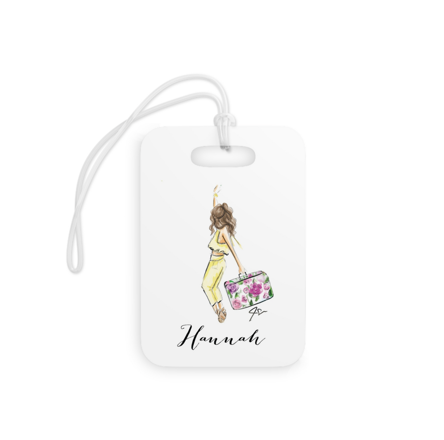 Customized Floral Suitcase Luggage Tag