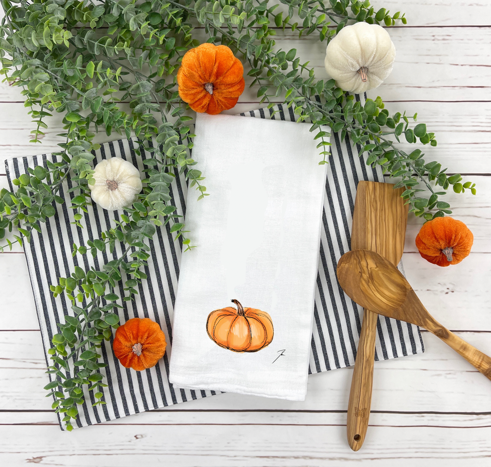 Rustic Pumpkin Tea Towels - Set of 2