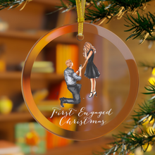 Custom First Engaged Christmas Glass Ornament