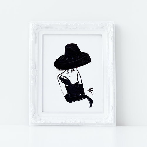 Black Hat and Gloves Art Print