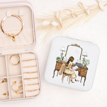 Antique Vanity Brunette Travel Jewelry Travel Case