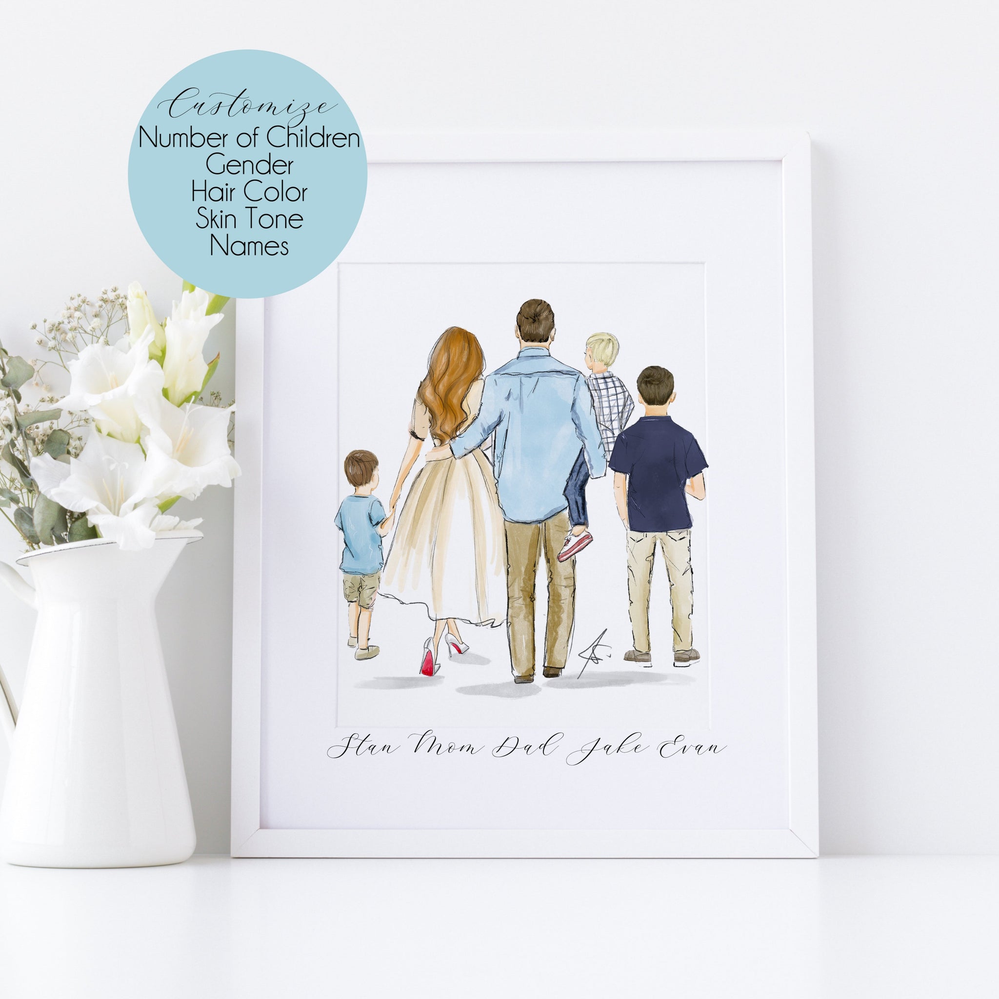 Customizable Family Art Print – Melsy's Illustrations