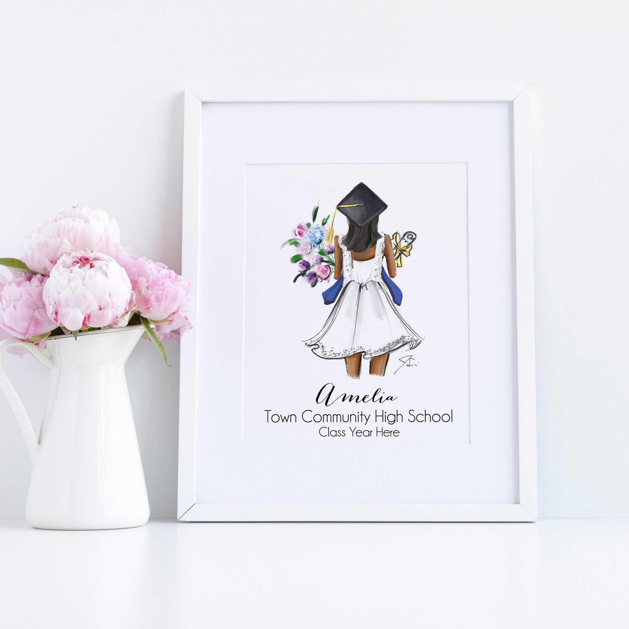 Grad Print The Graduate - Personalized Graduation Art Print – Melsy's Illustrations