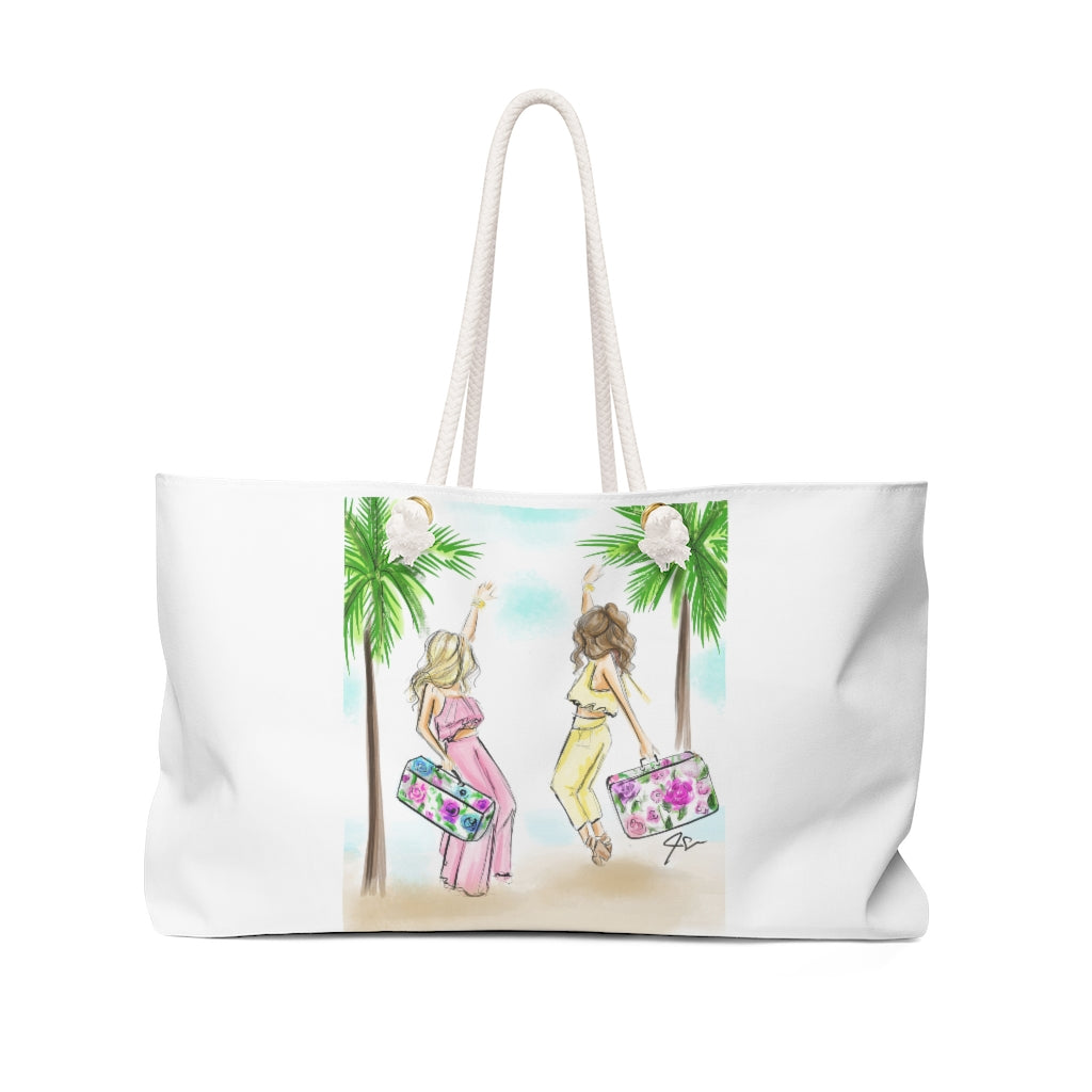 Floral Suitcase (Brunette/Blonde) Weekender Bag