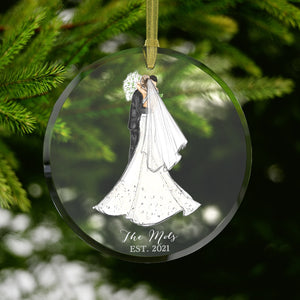 Custom First Married Christmas Glass Ornament