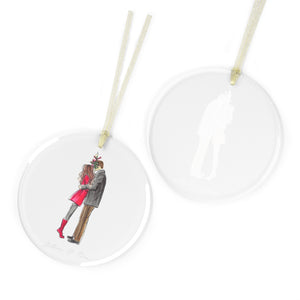 Holiday Couple Custom Glass Ornament