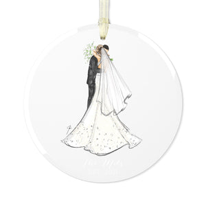 Custom First Married Christmas Glass Ornament