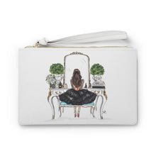 White Vanity (Brunette) Clutch Bag By Melsy's Illustrations