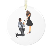 Custom First Engaged Christmas Glass Ornament