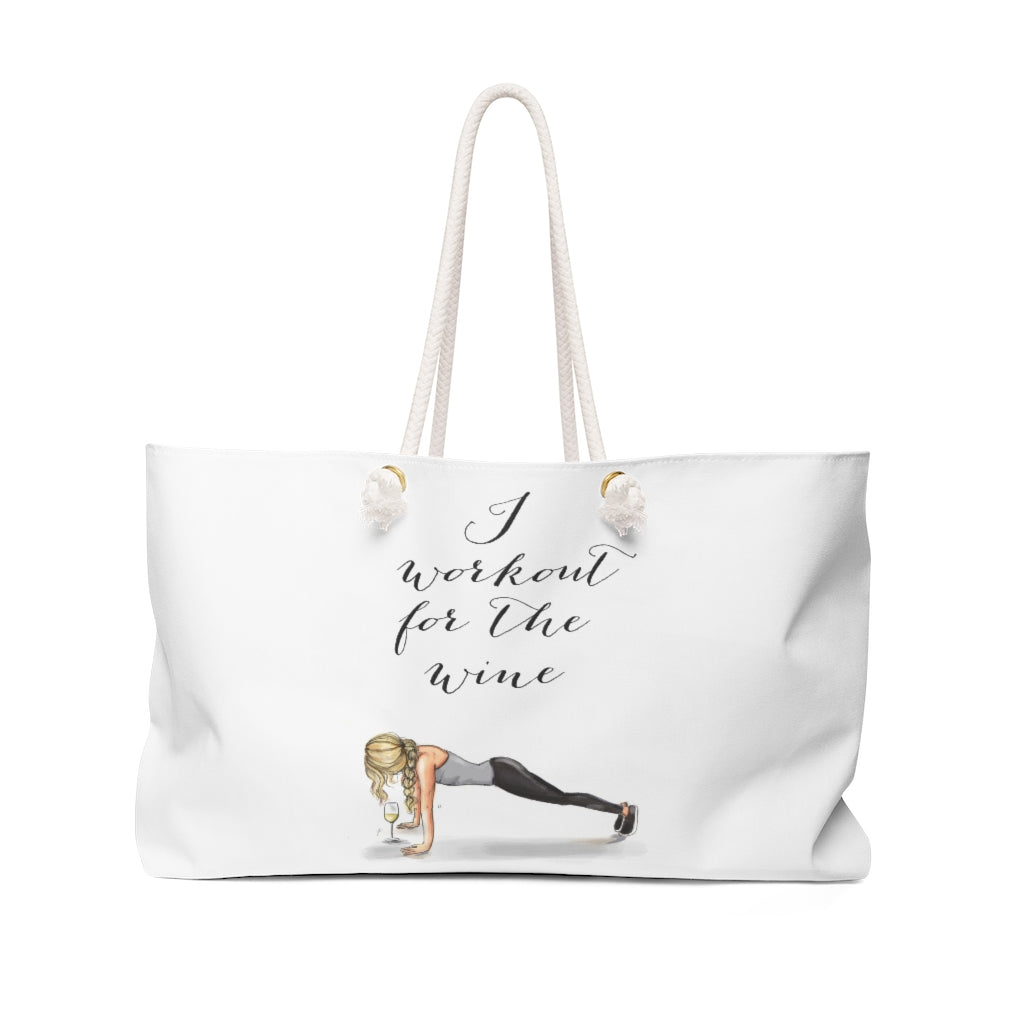 Workout For The Wine (Blonde) Weekender Bag