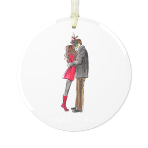 Holiday Couple Custom Glass Ornament
