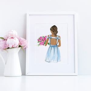 The Blue Dress with Flowers Print