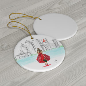 Boston Holiday Ornament (Brunette)