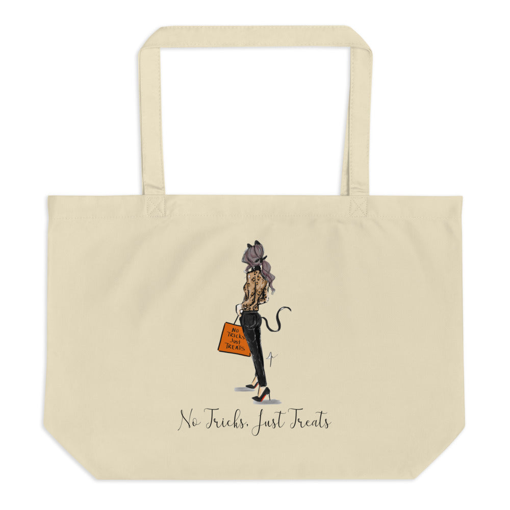 No Tricks Just Treats Tote Brunette (By Melsy's Illustrations)
