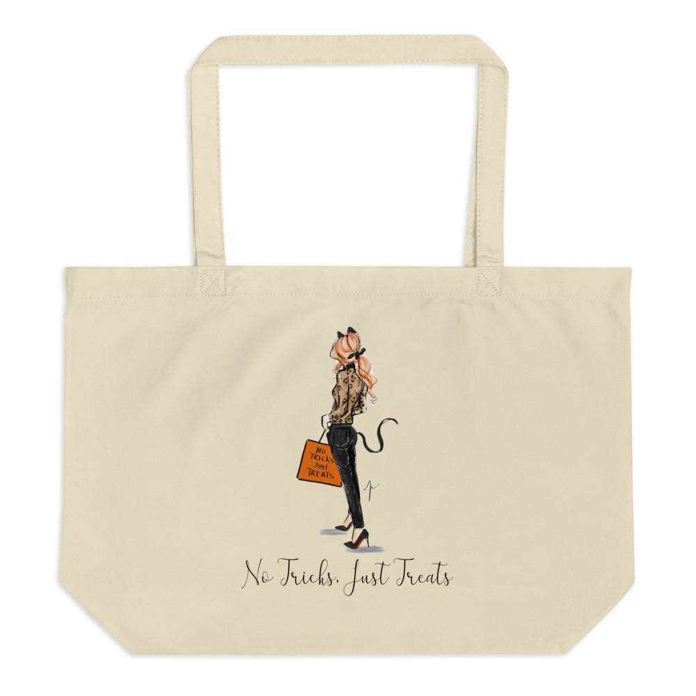 No Tricks Just Treats Tote Red (By Melsy's Illustrations)