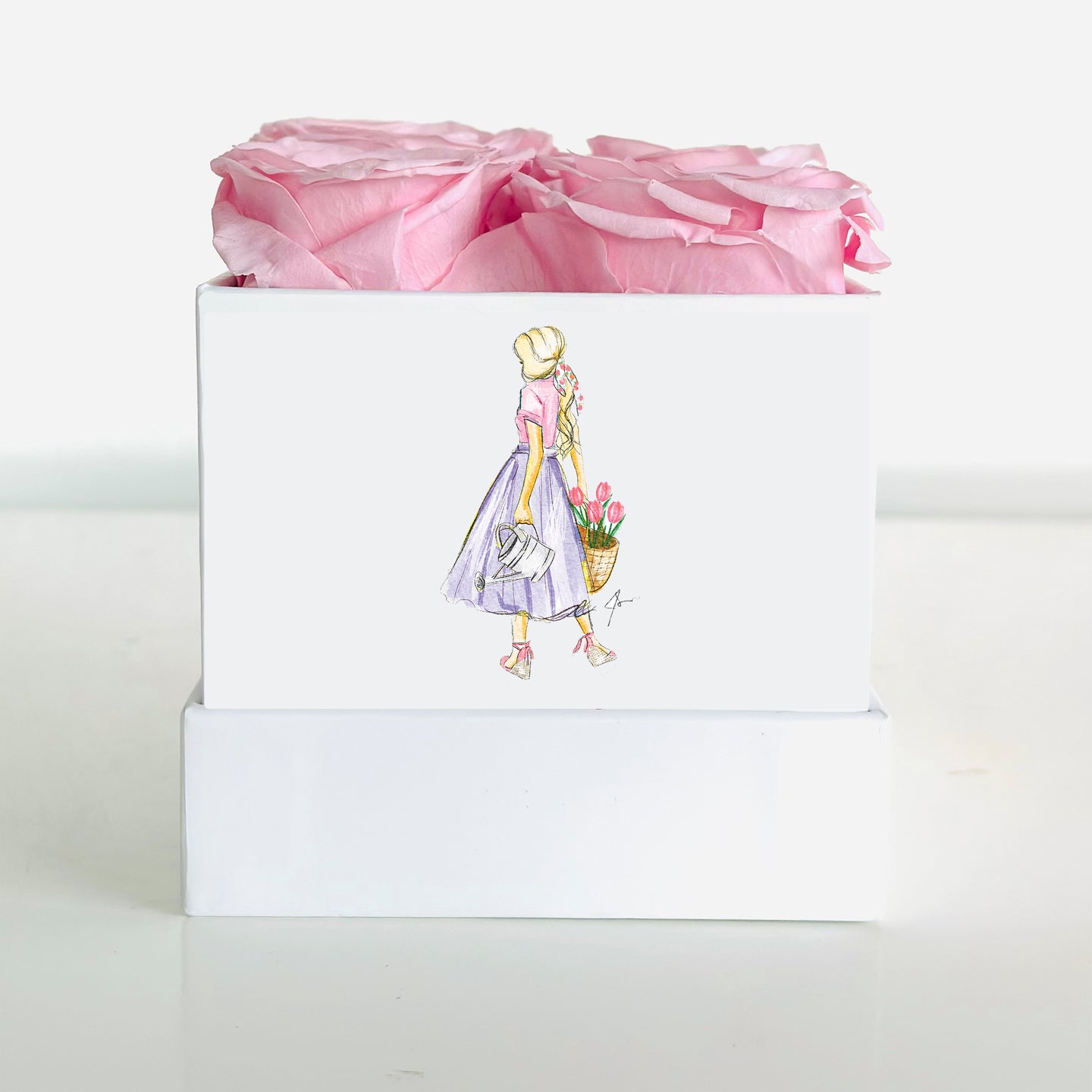 Tulle and Tulips - Classic Square Rose Box