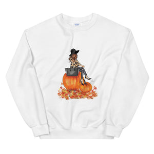 Pumpkin Girl Brunette Sweatshirt By Melsy's Illustrations