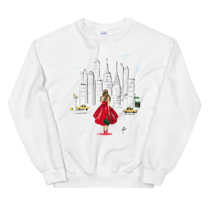 Holiday in NYC (Brunette) Sweatshirt By Melsy's Illustrations