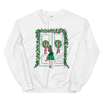 Winter Door (Brunette) Sweatshirt By Melsy's Illustrations