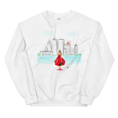 Holiday in Boston (Blonde) Sweatshirt By Melsy's Illustrations
