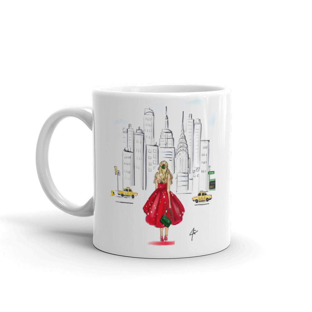 Holiday In NYC Mug (Blonde) By Melsy's Illustrations