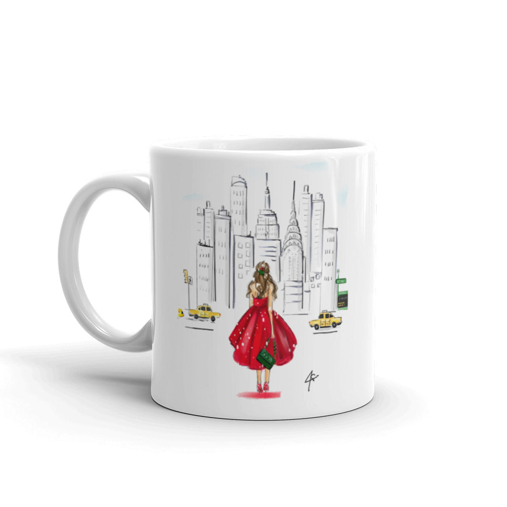 Holiday In NYC Mug (Brunette) By Melsy's Illustrations