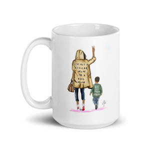 Cool Mom with Little Boy (Dark) Mug