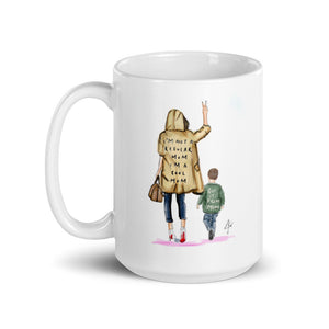 Cool Mom with Little Boy (Brunettes) Mug